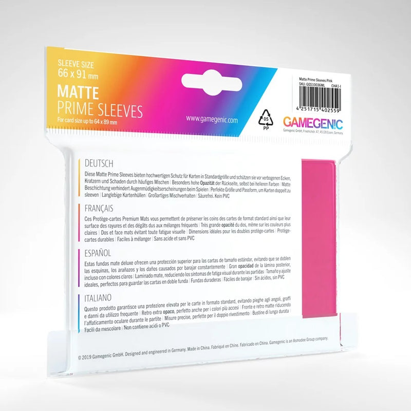 Gamegenic Matte Prime Sleeves Pink (100 ct.) - Gamegenic