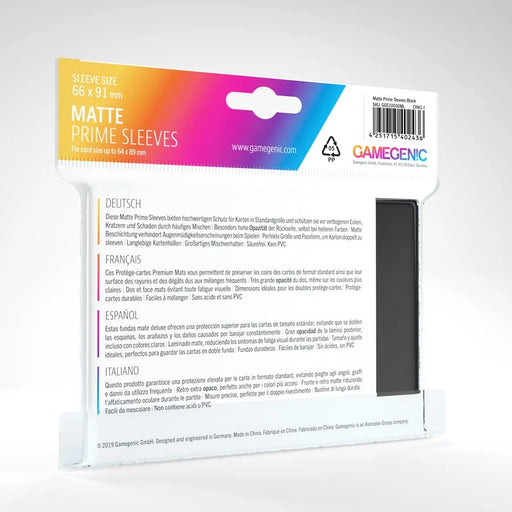Gamegenic Matte Prime Sleeves Black (100 ct.) - Gamegenic