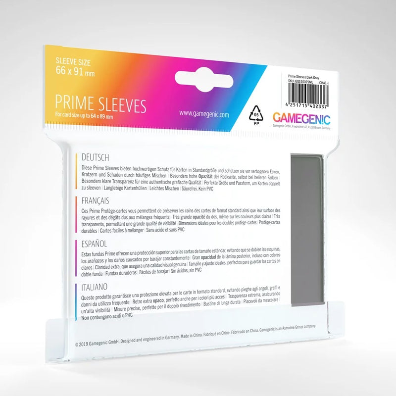 Gamegenic Prime Sleeves Gray (100 ct.) - Gamegenic