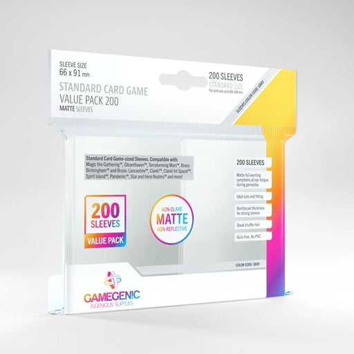 Gamegenic Standard Cards Game Value Pack 200 Matte Sleeves - Gamegenic