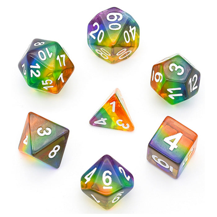Rainbow Stripe - Resin Dice - Udixi RPG Dice Set