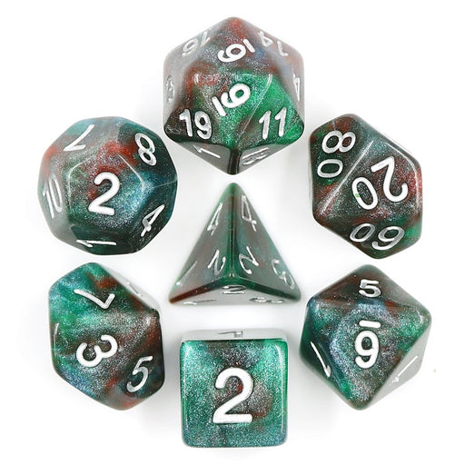 Bloodstone Red Green - Universe Poly Dice Set - Trade Dice