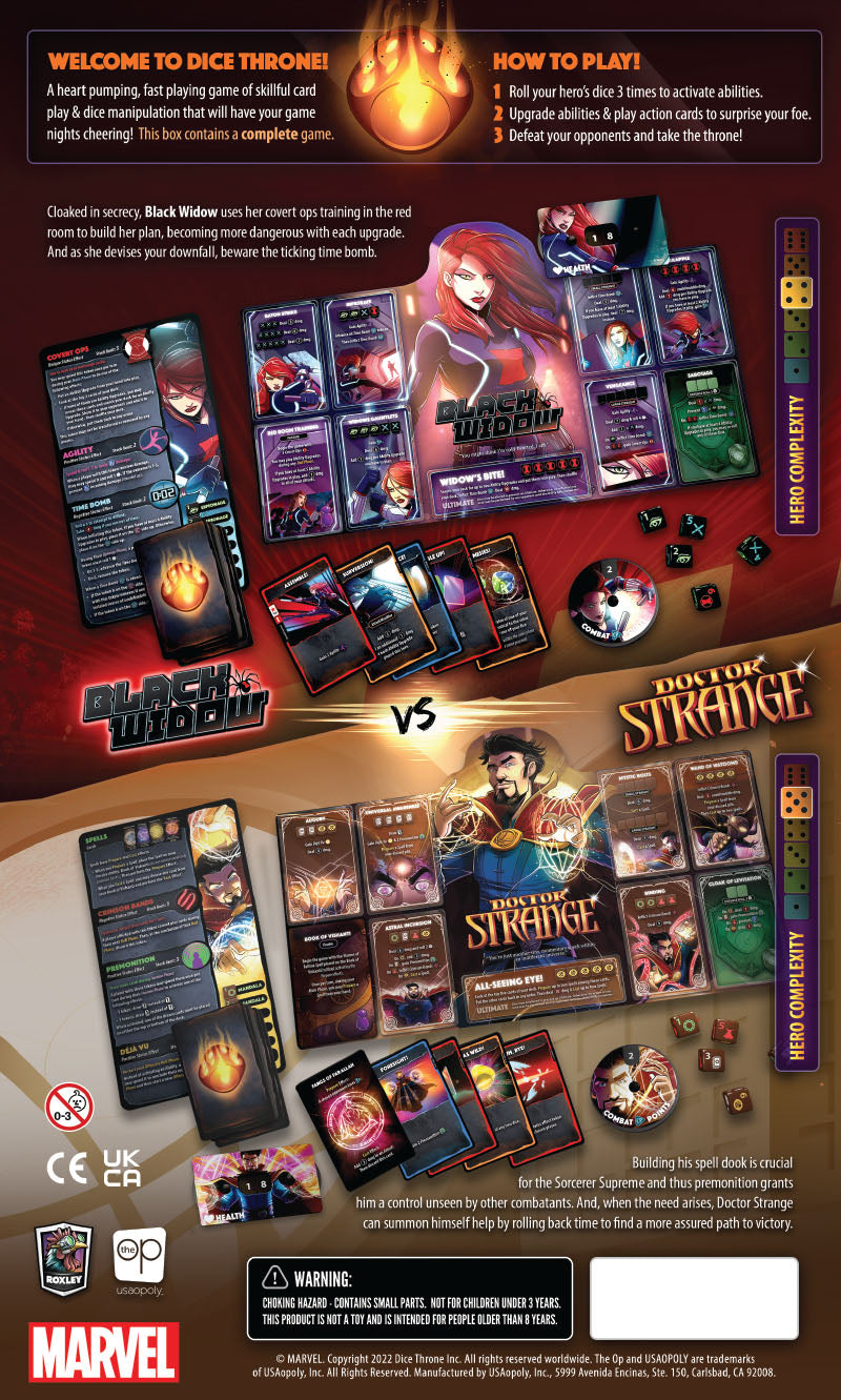 Dice Throne - Marvel - Black Widow vs Doctor Strange - Roxley Games