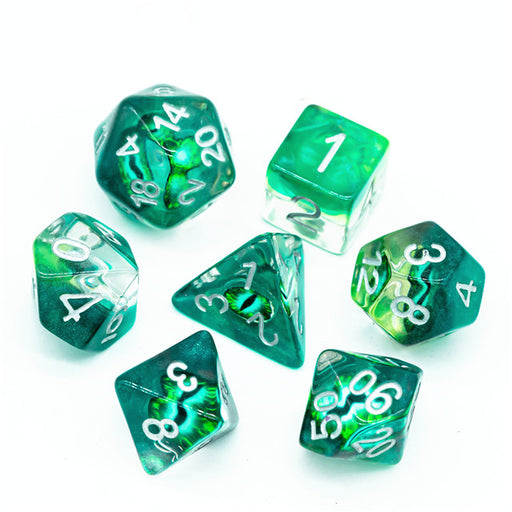 Green Demon Eye - UDIXI Entombed Poly Dice set - Udixi Dice