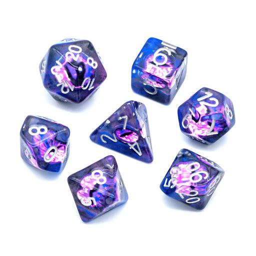 Purple Demon Eye - UDIXI Entombed Poly Dice set - Udixi Dice