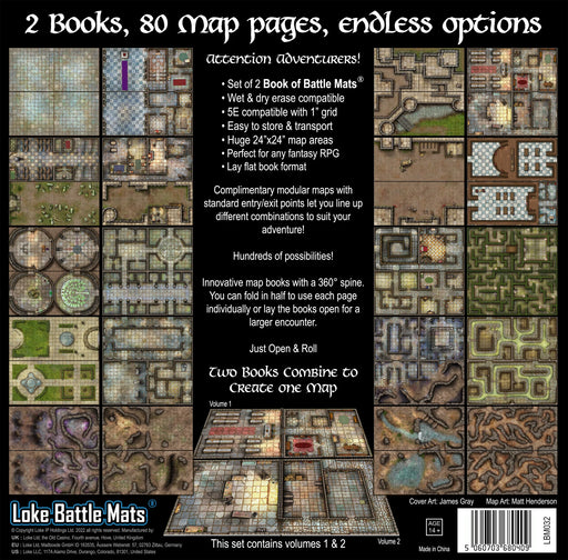 Castles Crypts and Caverns: Set of 2 Battle Map Books - Loke Battlemats