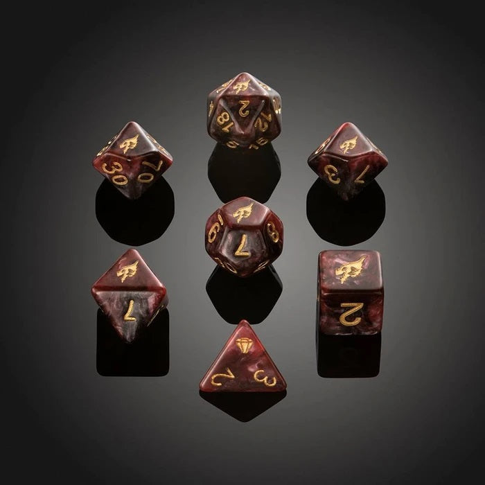 Set of 7 'Spirit Of' Red Dragon RPG Dice - Critit