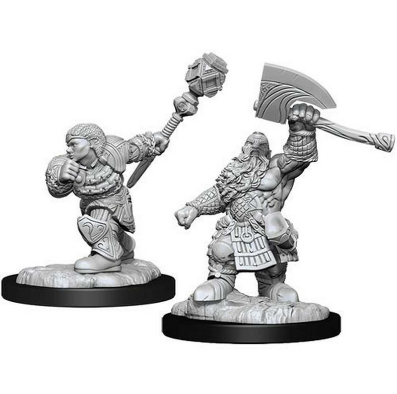 Magic the Gathering Unpainted Miniatures: Dwarf Fighter & Dwarf Cleric - Wizkids