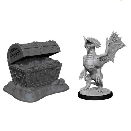 D&D Nolzur's Marvelous Miniatures: Bronze Dragon Wyrmling & Pile of Sea Found Treasure - Wizkids