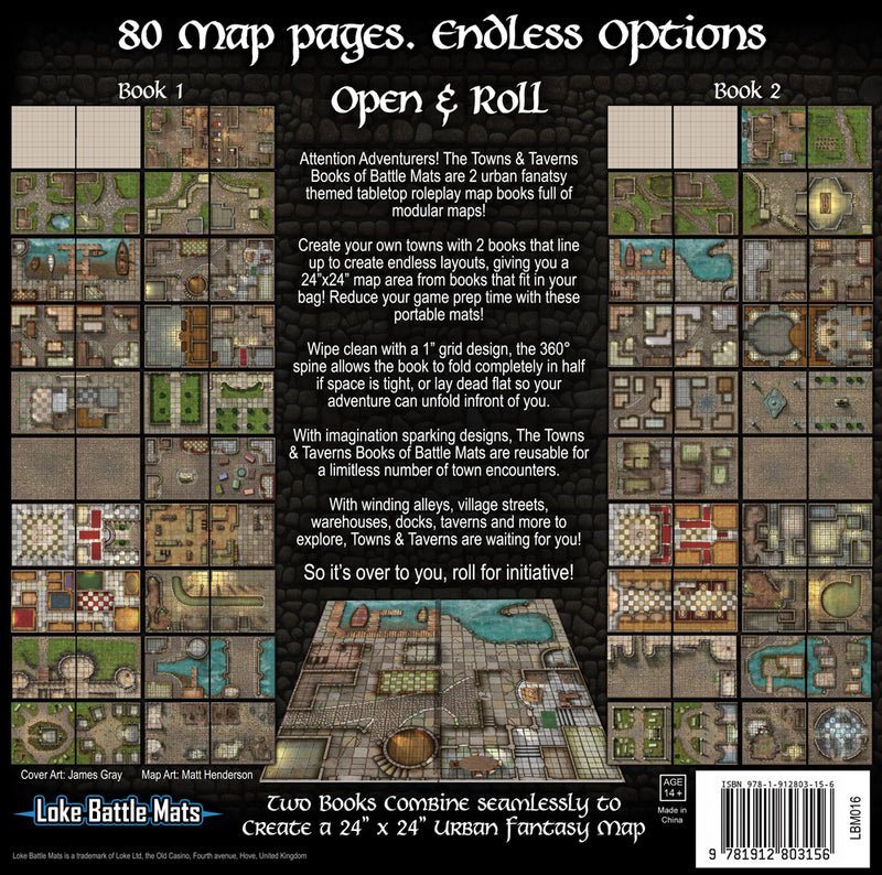 Towns and Taverns: Set of 2 Battle Map Books - Loke Battlemats