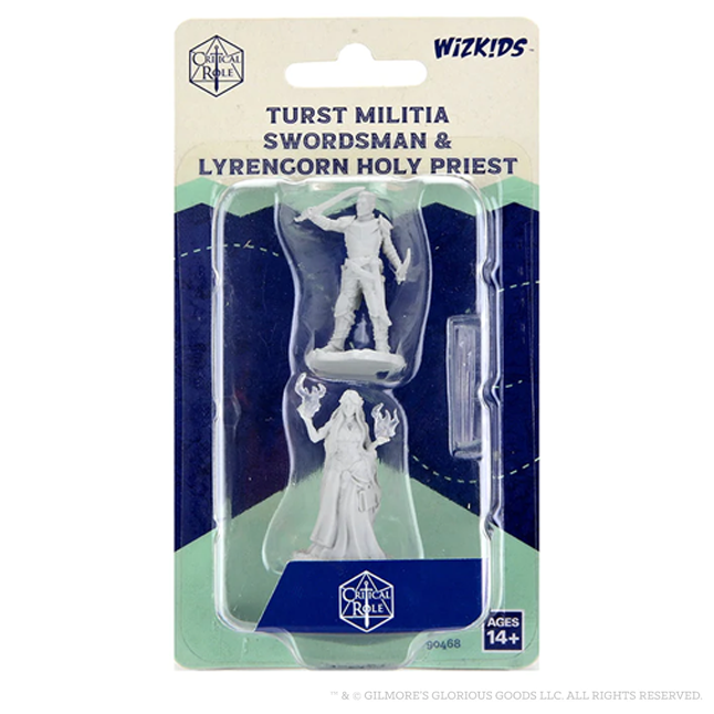 Turst Militia Swordsman & Lyrengorn Holy Priest: Critical Role Unpainted Miniatures (W2) - Wizkids