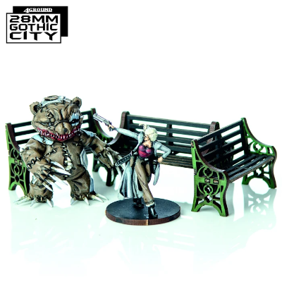 Gothic City - Green Ornate Benches - 4 Ground