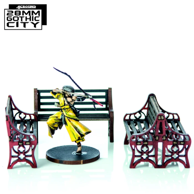 Gothic City - Red Ornate Benches - 4 Ground