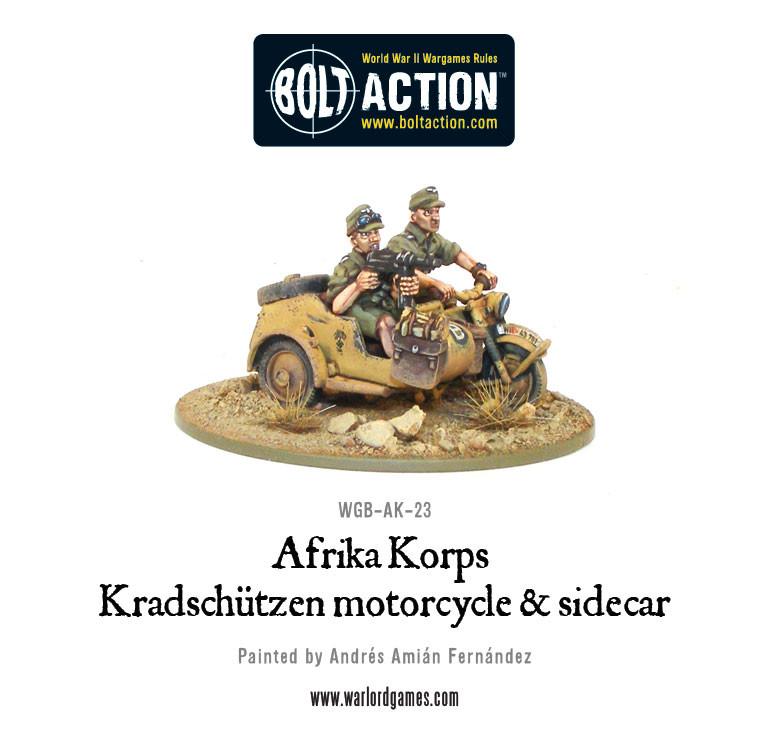 Afrika Korps Kradschutzen Motorcycle and Sidecar - Warlord Games
