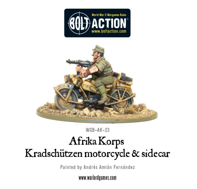 Afrika Korps Kradschutzen Motorcycle and Sidecar - Warlord Games