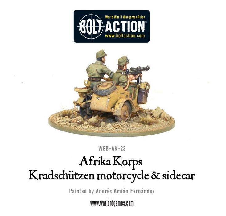 Afrika Korps Kradschutzen Motorcycle and Sidecar - Warlord Games