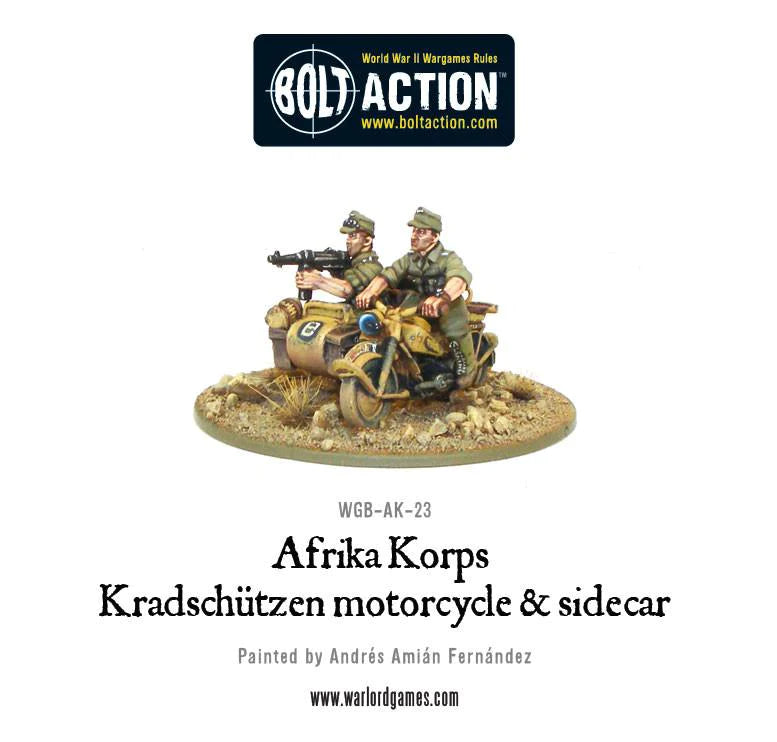 Afrika Korps Kradschutzen Motorcycle and Sidecar - Warlord Games