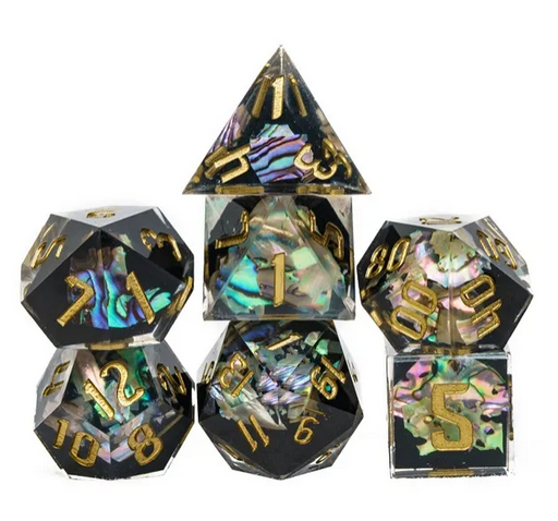 Abalone Shell - Entombed Resin Dice - RPG Dice Set