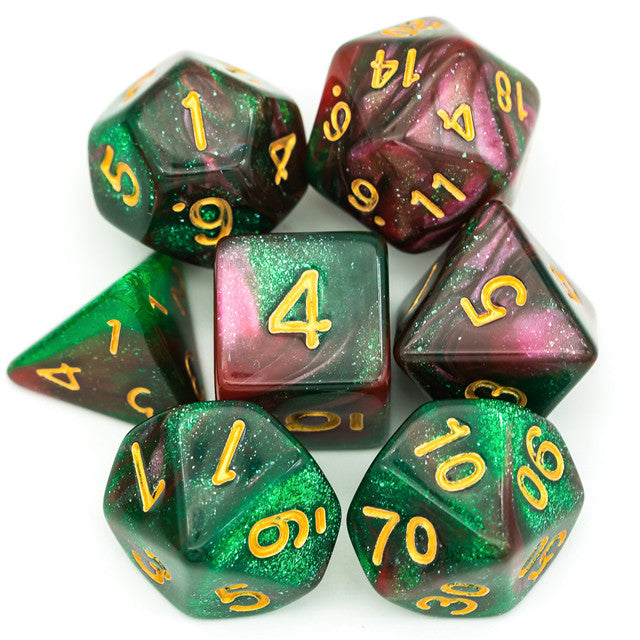 Festive Magic - Acrylic Glitter Dice - Udixi RPG Dice Set - Udixi Dice
