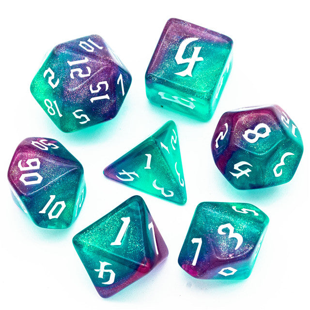Wizard's Glow - Acrylic Glitter Dice - Udixi RPG Dice Set - Udixi Dice