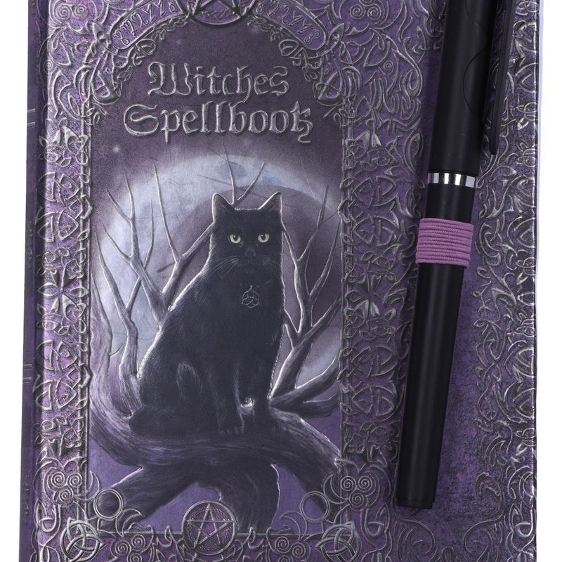 Embossed Black Cat Witches Spell Book A5 Journal with Pen - Nemesis Now