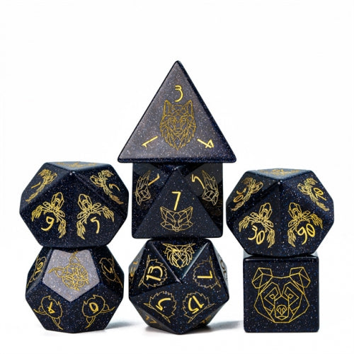 Midnight Roar - Cyber Beasts - Semi-Precious Gemstone Dice - Udixi Dice