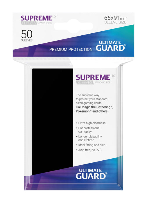 Ultimate Guard Supreme UX Sleeves Standard Size Black (50) - Ultimate Guard