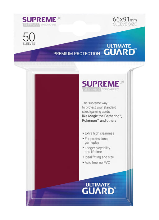 Ultimate Guard Supreme UX Sleeves Standard Size Burgundy (50) - Ultimate Guard