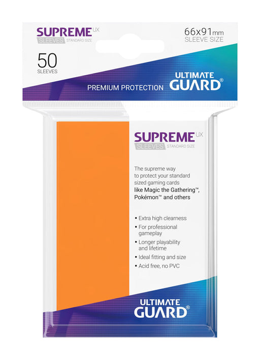 Ultimate Guard Supreme UX Sleeves Standard Size Orange (50) - Ultimate Guard
