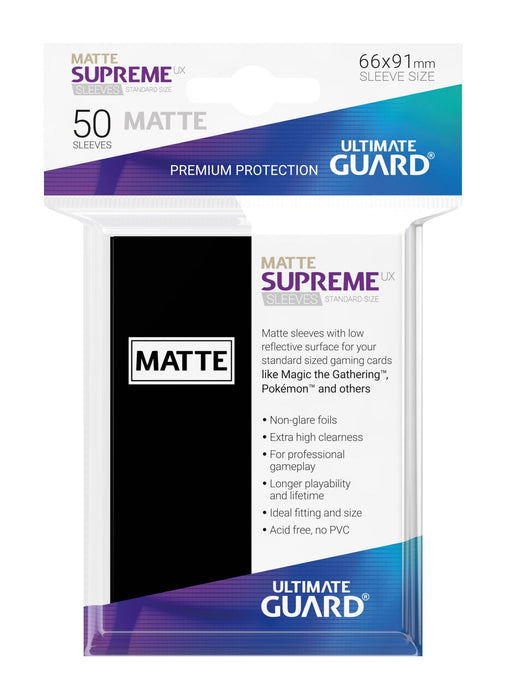 Ultimate Guard Supreme UX Sleeves Standard Size Matte Black (50) - Ultimate Guard