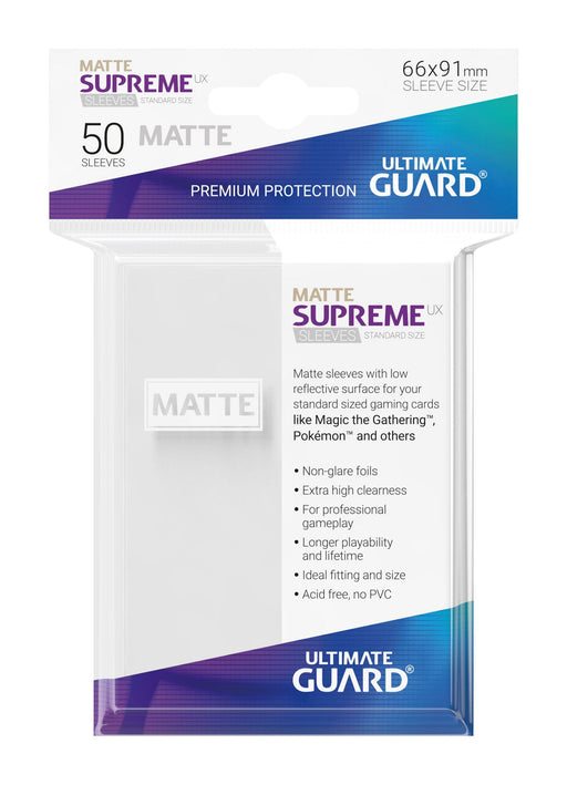 Ultimate Guard Supreme UX Sleeves Standard Size Matte White (50) - Ultimate Guard