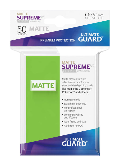 Ultimate Guard Supreme UX Sleeves Standard Size Matte Light Green (50) - Ultimate Guard