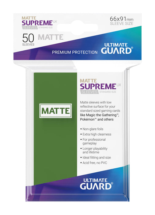 Ultimate Guard Supreme UX Sleeves Standard Size Matte Green (50) - Ultimate Guard