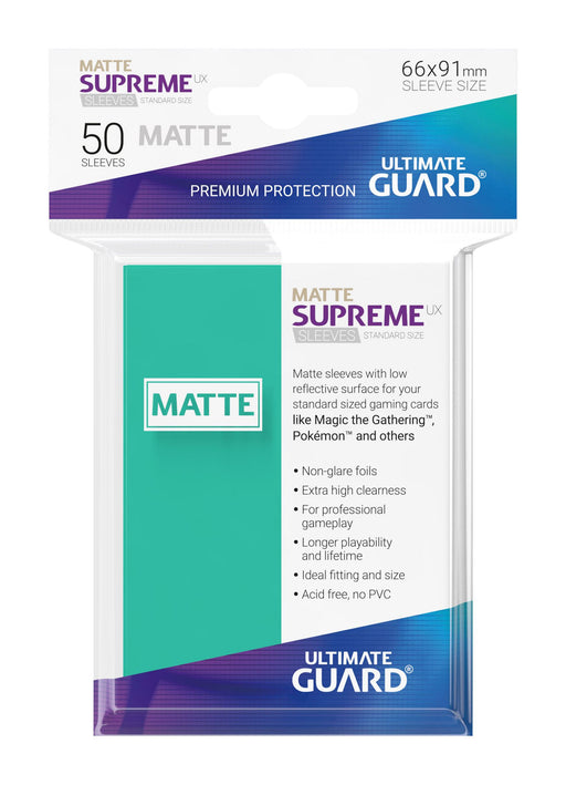Ultimate Guard Supreme UX Sleeves Standard Size Matte Turquoise (50) - Ultimate Guard