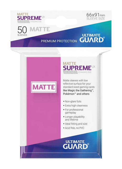 Ultimate Guard Supreme UX Sleeves Standard Size Matte Pink (50) - Ultimate Guard