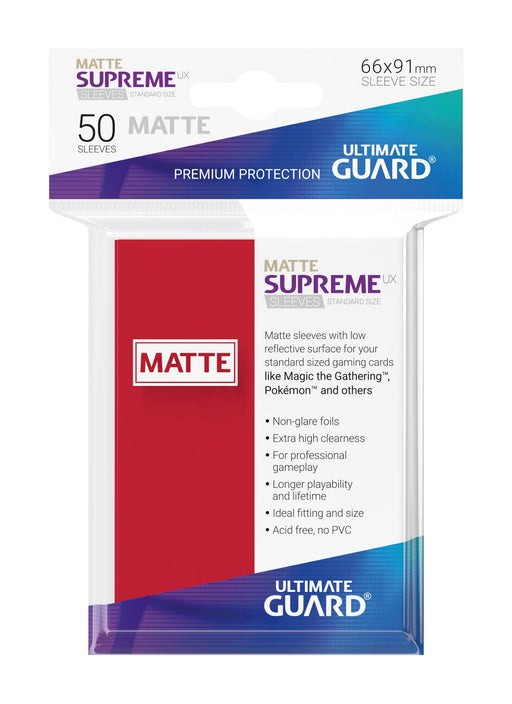 Ultimate Guard Supreme UX Sleeves Standard Size Matte Red (50) - Ultimate Guard