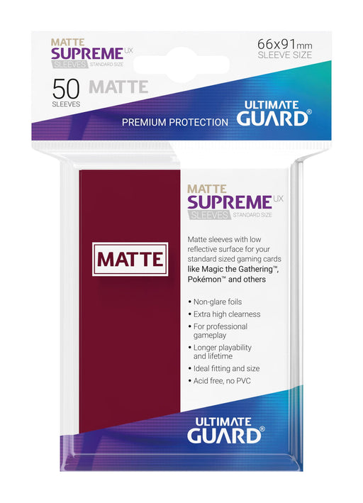 Ultimate Guard Supreme UX Sleeves Standard Size Matte Burgundy (50) - Ultimate Guard