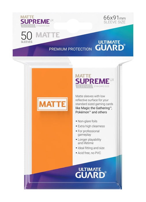 Ultimate Guard Supreme UX Sleeves Standard Size Matte Orange (50) - Ultimate Guard