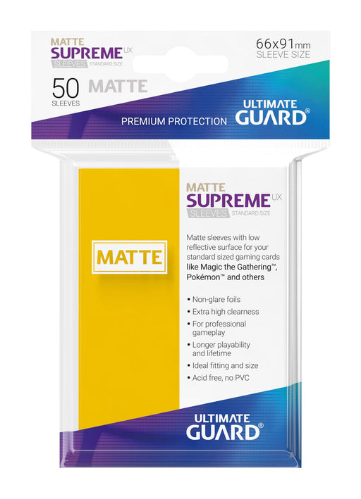 Ultimate Guard Supreme UX Sleeves Standard Size Matte Yellow (50) - Ultimate Guard