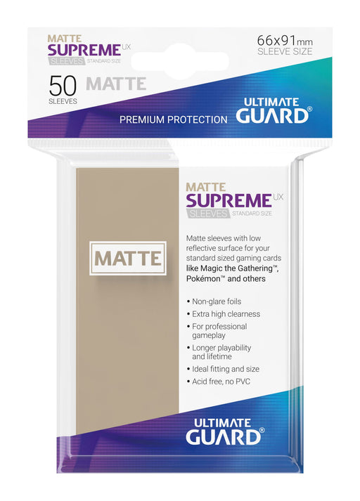 Ultimate Guard Supreme UX Sleeves Standard Size Matte Sand (50) - Ultimate Guard