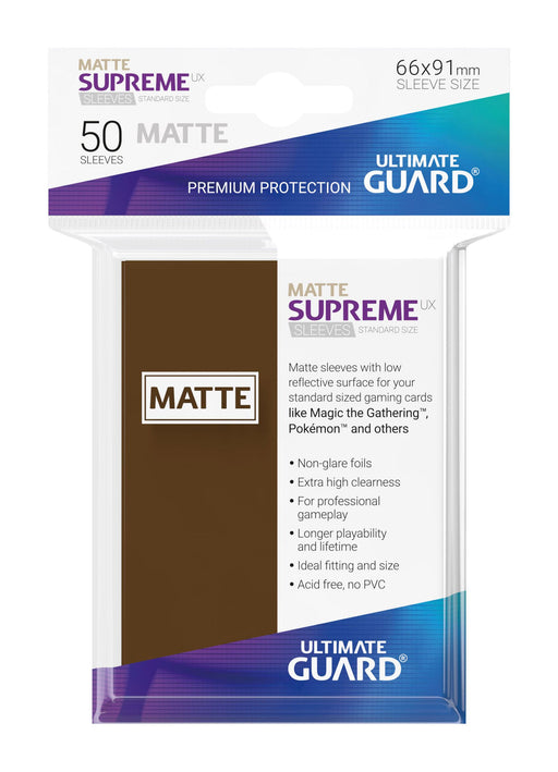 Ultimate Guard Supreme UX Sleeves Standard Size Matte Brown (50) - Ultimate Guard