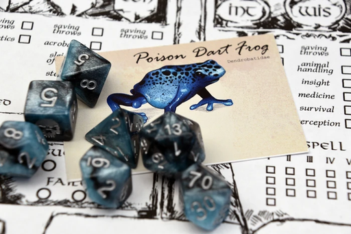 Set of 7 'Deadly Flora & Fauna' Poison Dart Frog RPG Dice - Critit