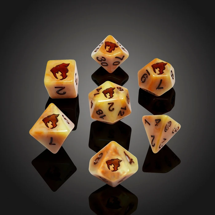 Set of 7 'Spirit Of' Sabre Toothed Tiger RPG Dice - Critit