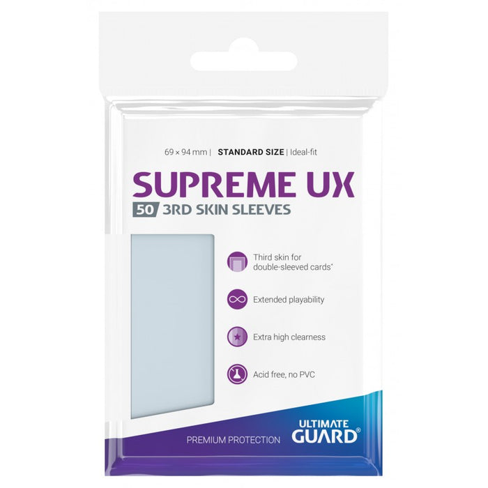 Ultimate Guard Supreme UX 3rd Skin Sleeves Standard Size Transparent (50) - Ultimate Guard