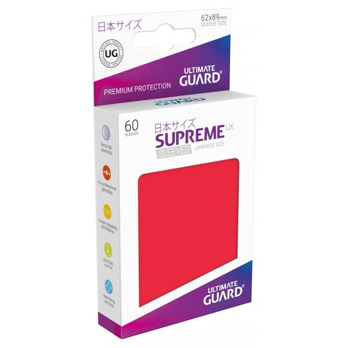 Ultimate Guard Supreme UX Sleeves Japanese Size Red (60) - Ultimate Guard