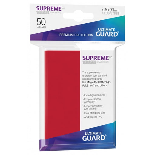 Ultimate Guard Supreme UX Sleeves Standard Size Red (50) - Ultimate Guard