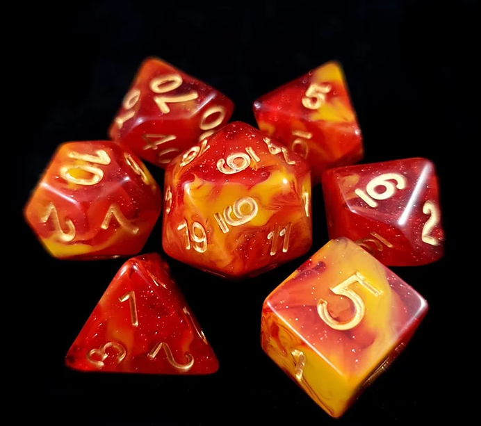 Set of 7 'Viking Saga' Surtr RPG Dice - Lindorm Dice