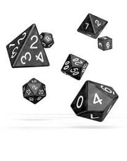Oakie Doakie Dice RPG Set Marble - Black (7) - Oakie Doakie Dice
