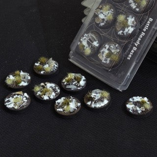 Gamers Grass - Battle Ready Winter Bases, Round 32mm (x8) - Gamers Grass