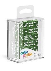 Oakie Doakie Dice D6 Dice 12 mm Marble - Green (36) - Oakie Doakie Dice
